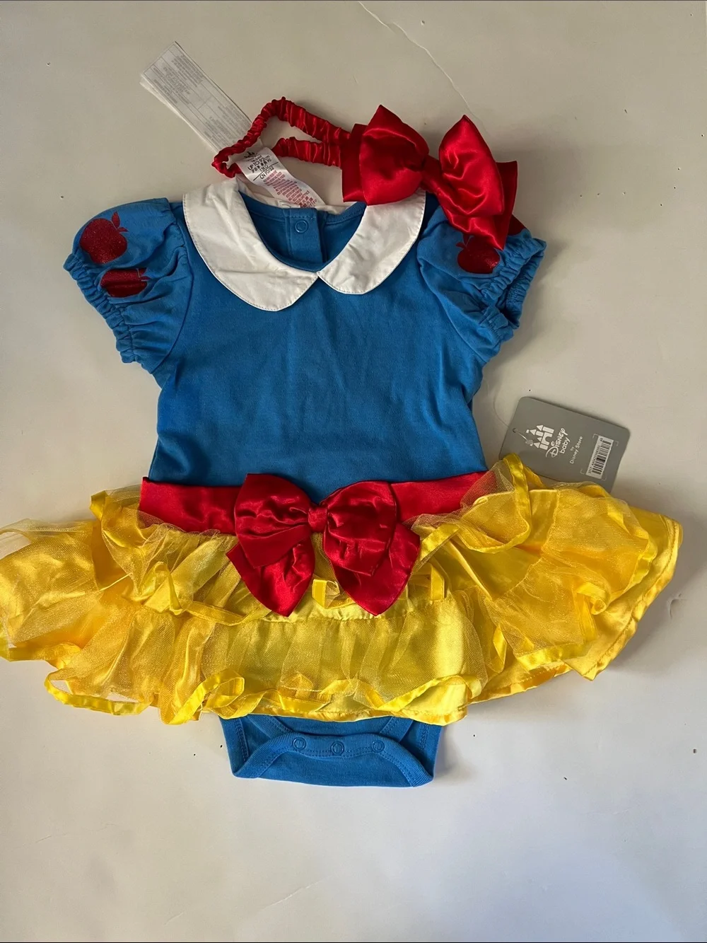 Disney Blue, Yellow & Red Princess Tutu Dress with Bow Headband